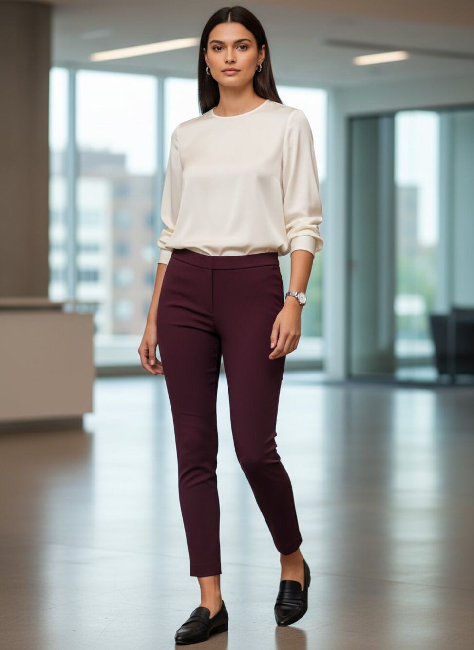 Theory Triacetate Ankle‑Zip Slim Pants – Size 6